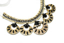 Necklace Applique Gold Beaded Black