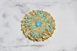 Beaded Gold Turquoise Pearl Buckle 5"