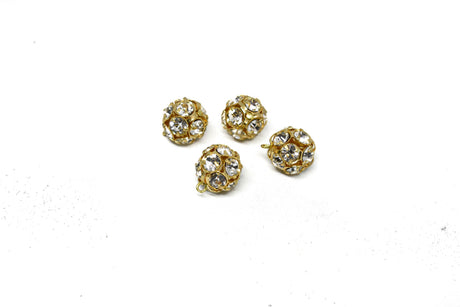 Rhinestone Button Gold 0.25"