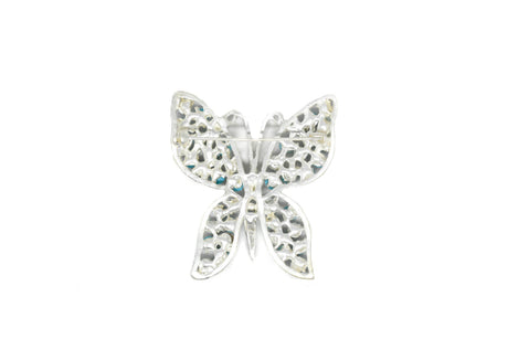Rhinestone Butterfly Brooch Blue 2.25" x 1.75"