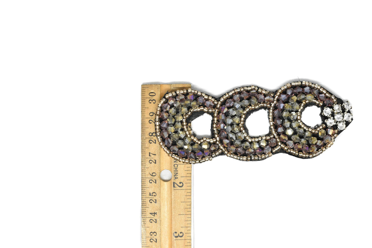 Rhinestone Patch Triple Loop Purple 3.95in