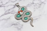 Snake Pendant Silver Double-Sided Decorative