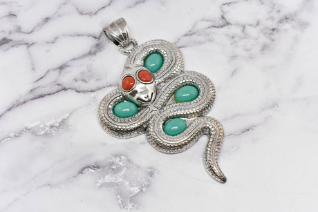 Snake Pendant Silver Double-Sided Decorative