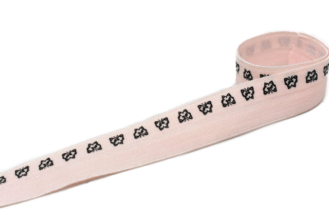 Fold-Over Elastic Pink Butterfly Print 0.63"