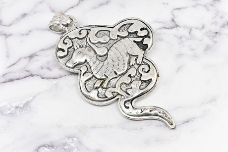 Snake Pendant Silver Double-Sided Decorative