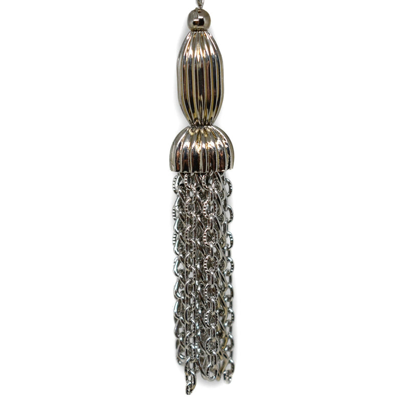 Tassel Piece Metallic Silver Dangling