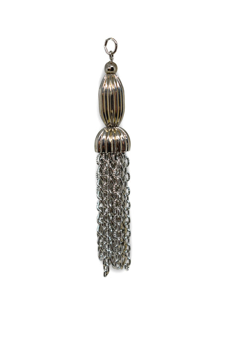 Tassel Piece Metallic Silver Dangling