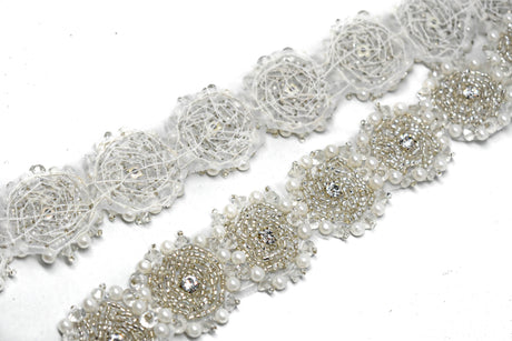 Beaded Flower Trim 1.50"