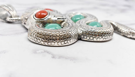 Snake Pendant Silver Double-Sided Decorative