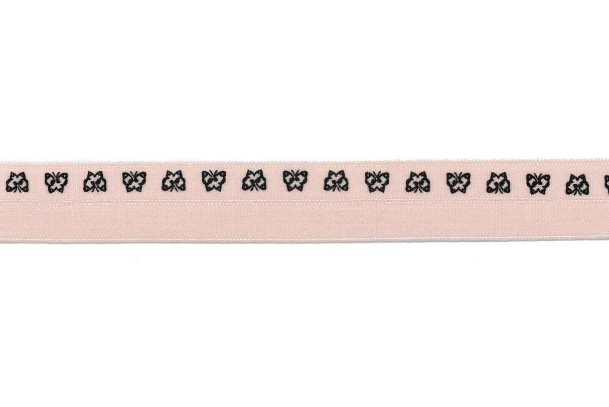 Fold-Over Elastic Pink Butterfly Print 0.63"