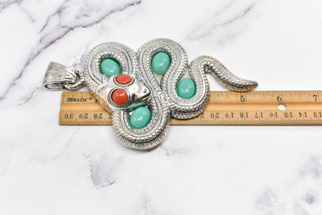 Snake Pendant Silver Double-Sided Decorative