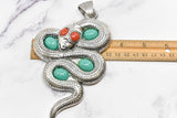 Snake Pendant Silver Double-Sided Decorative