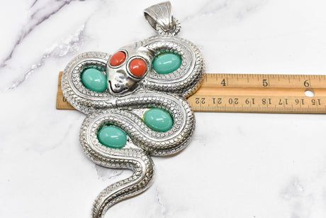 Snake Pendant Silver Double-Sided Decorative