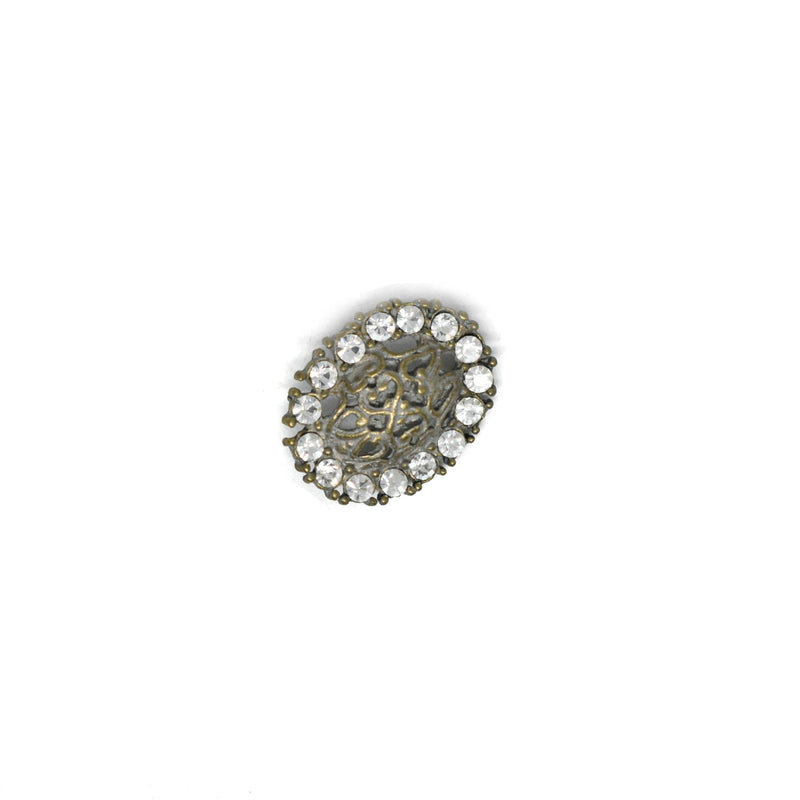 Rhinestone Button Vintage Crystal 1" x 0.6"