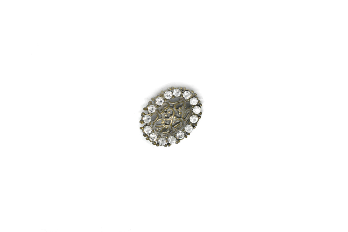 Rhinestone Button Vintage Crystal 1" x 0.6"