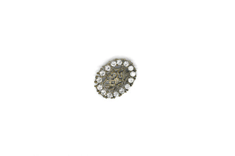 Rhinestone Button Vintage Crystal 1" x 0.6"