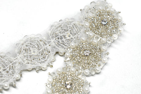 Beaded Flower Trim 1.50"