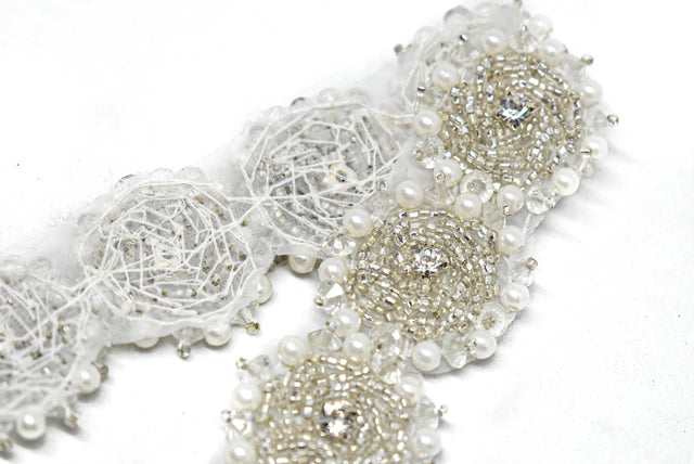 Beaded Flower Trim 1.50"