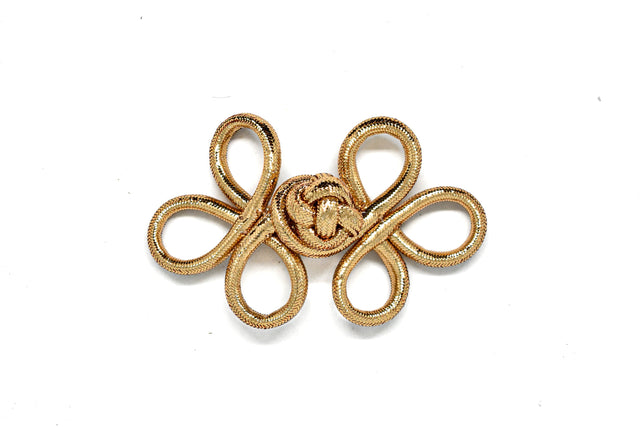 Flower Loop Button Metallic Gold 4 x 2