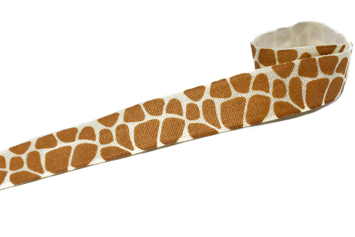 Fold-Over Elastic Giraffe Print Pink 0.63"