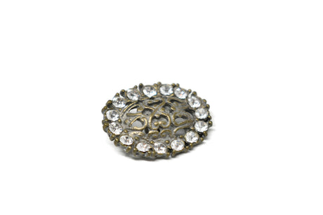 Rhinestone Button Vintage Crystal 1" x 0.6"