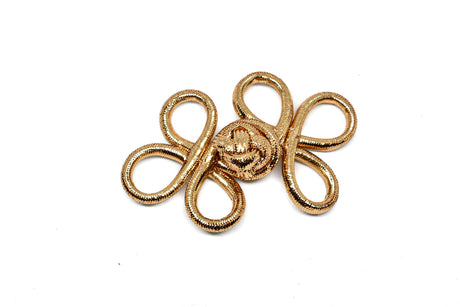 Flower Loop Button Metallic Gold 4 x 2