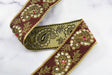 Embroidered Paisley Trim Gold Sequin 2.50"