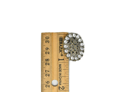 Rhinestone Button Vintage Crystal 1" x 0.6"