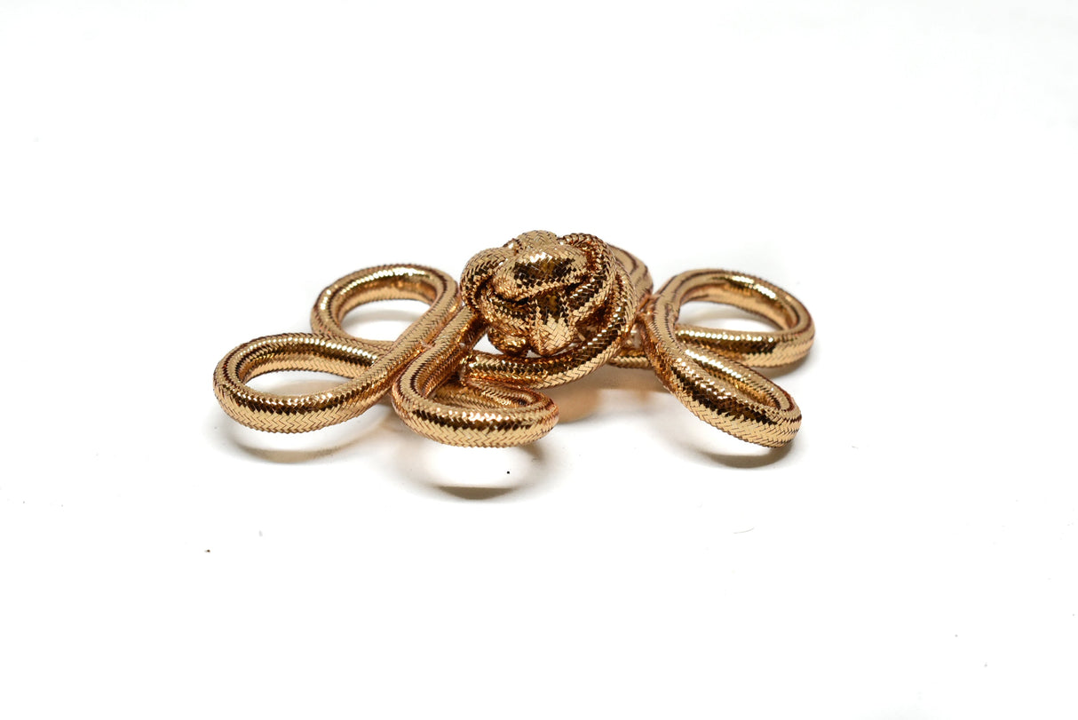 Flower Loop Button Metallic Gold 4 x 2