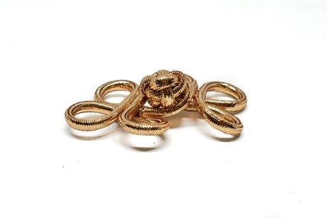 Flower Loop Button Metallic Gold 4 x 2