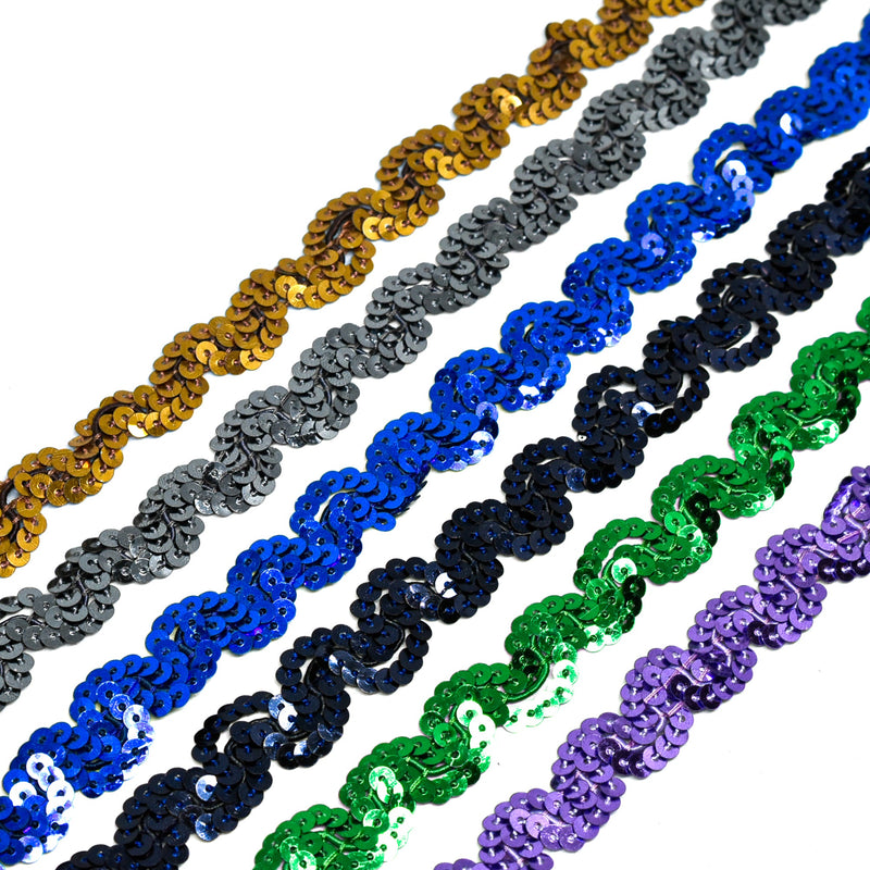 Sequins Trim Wavy 0.50" 1 Yard