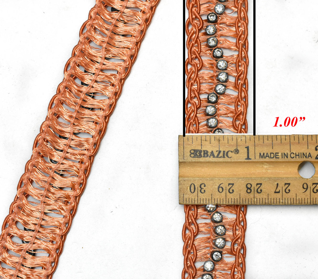 Rhinestone Trim Raffia 1" Yard