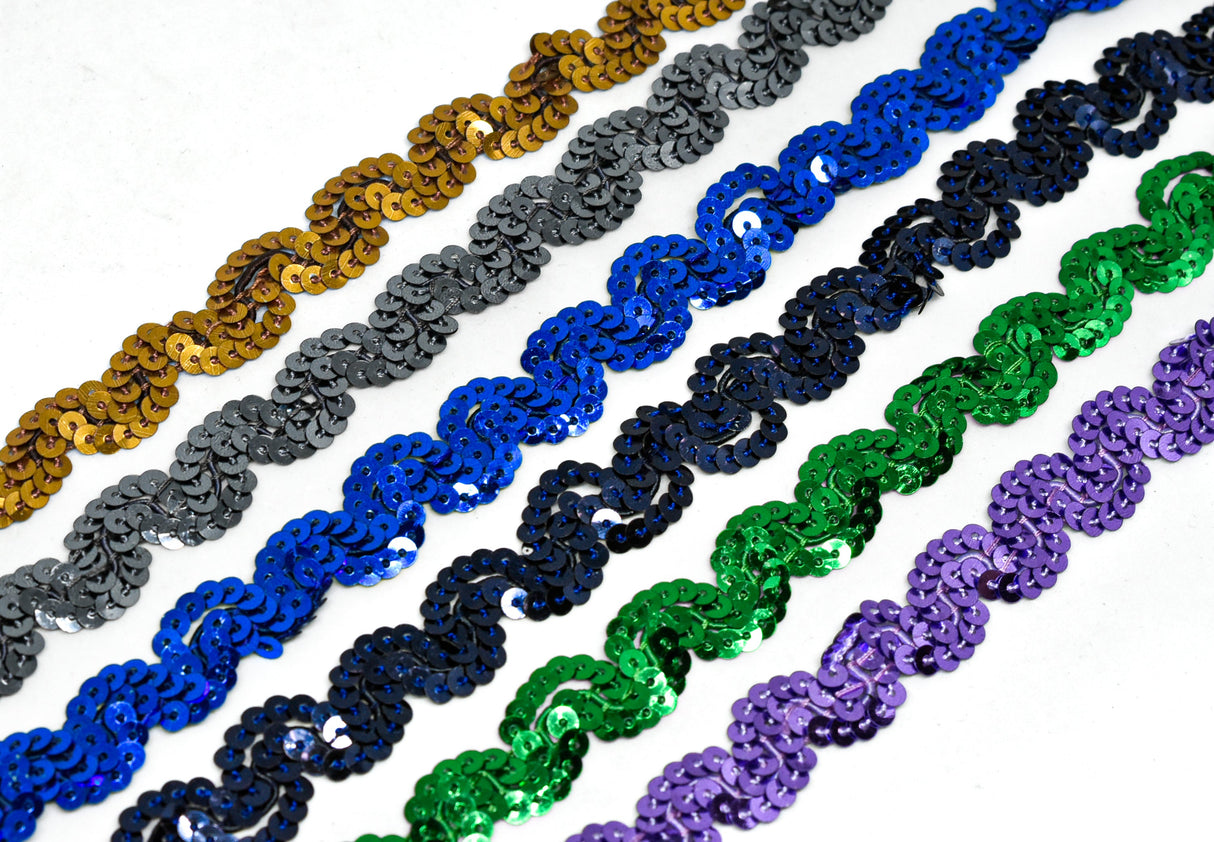 Sequins Trim Wavy 0.50" 1 Yard
