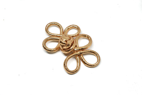 Flower Loop Button Metallic Gold 4 x 2
