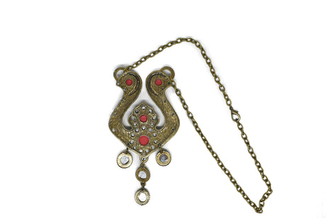 Beaded Necklace Gold Multi-Color Stones 6in