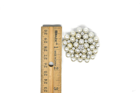 Pearl Brooch Pin with Crystal Flowers