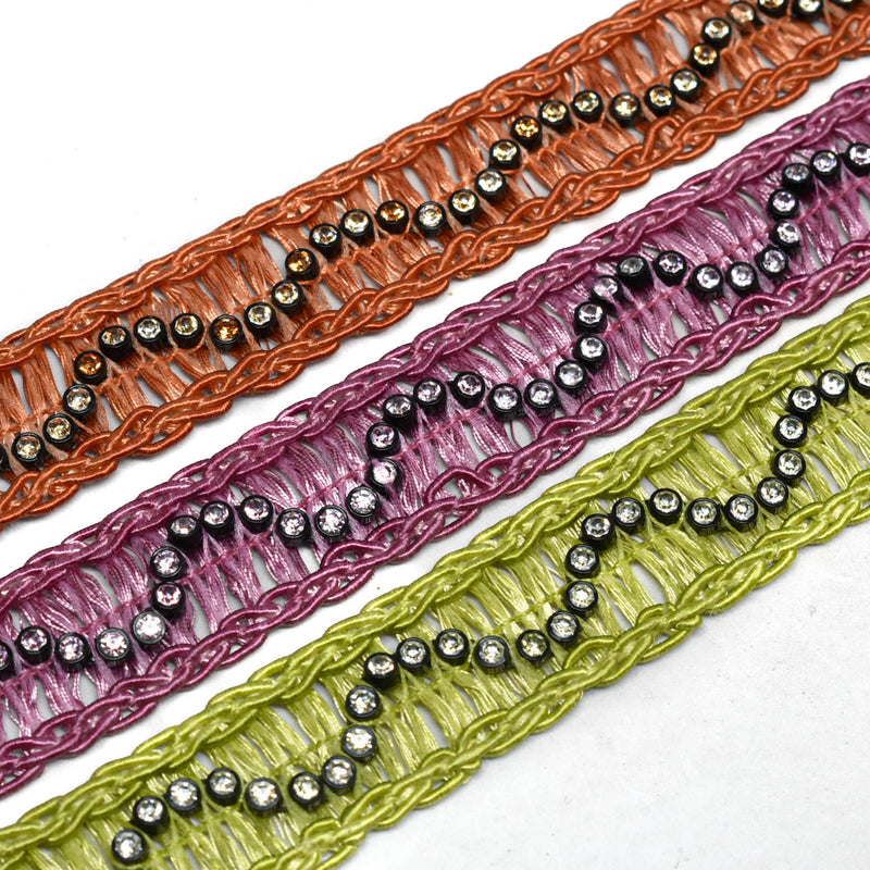 Rhinestone Trim Raffia 1" Yard