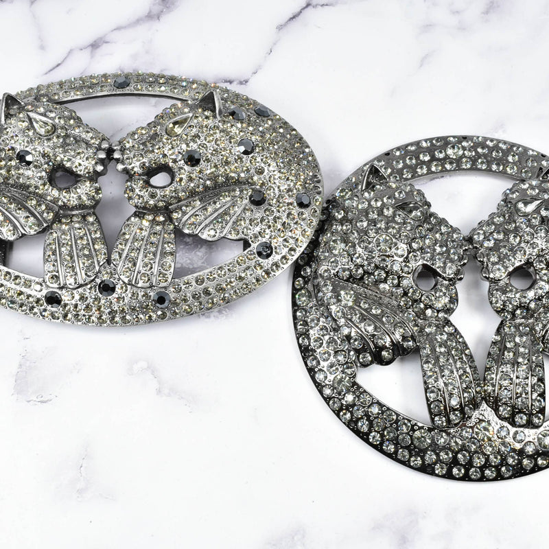 Rhinestone Lion Buckles Metal Double-Headed