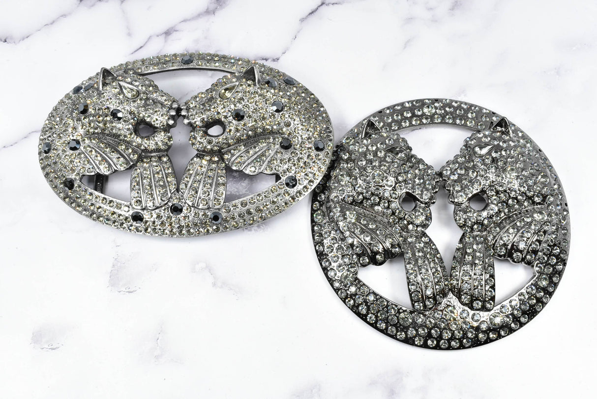 Rhinestone Lion Buckles Metal Double-Headed