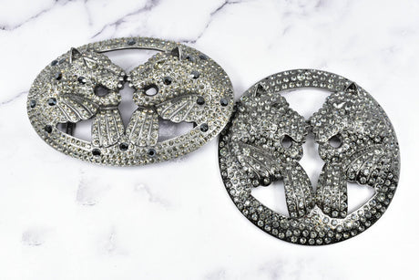 Rhinestone Lion Buckles Metal Double-Headed