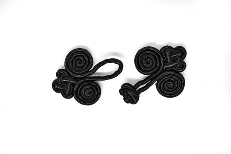 Frog Button Closure Black Sew-On 3.25 x 1.50