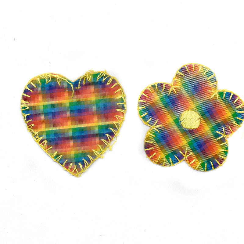 Iron-On Patch 3D Rainbow Heart Flower