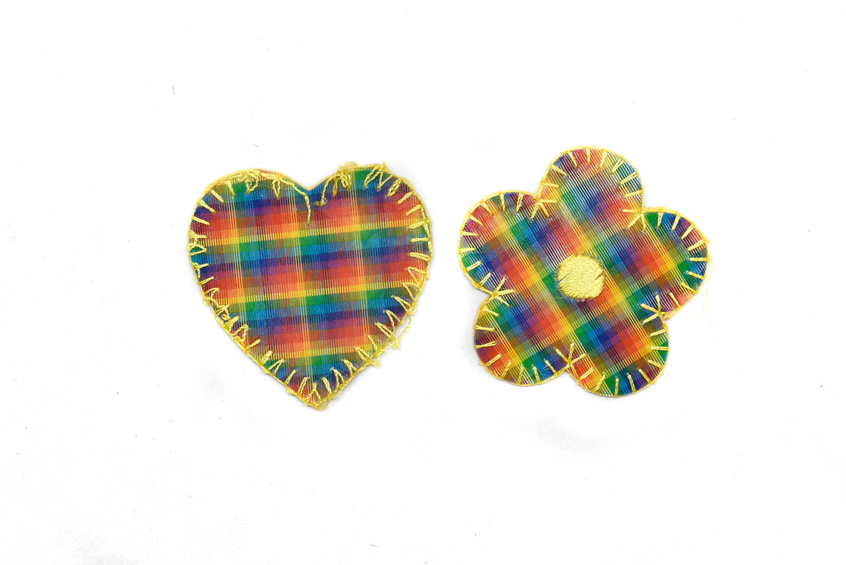 Iron-On Patch 3D Rainbow Heart Flower