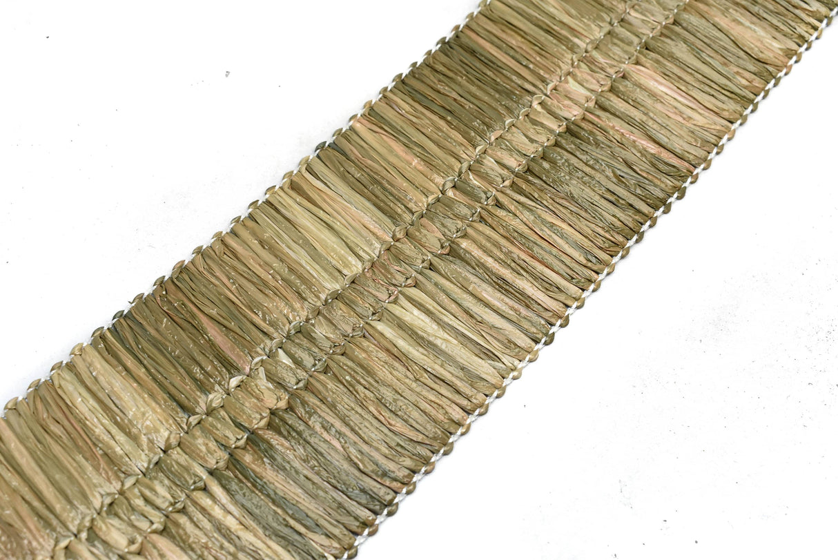 Raffia Straw Trim Green 2.75"