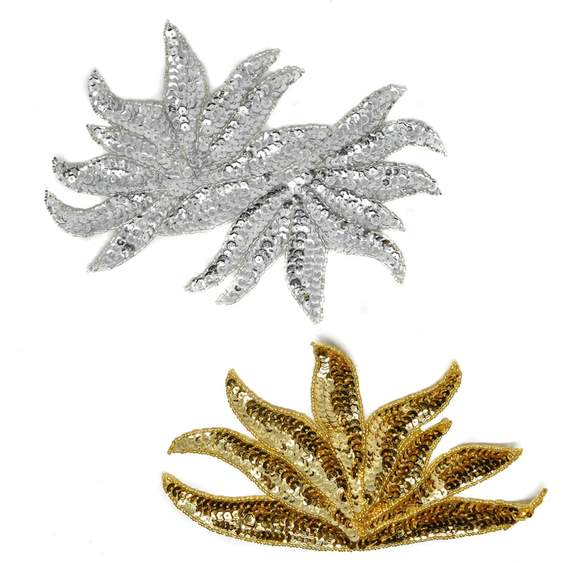 Sequins Applique Floral Gold Silver