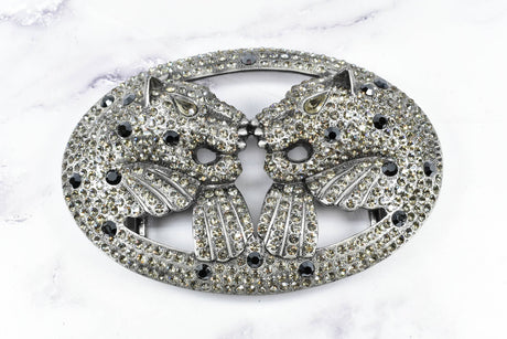 Rhinestone Lion Buckles Metal Double-Headed