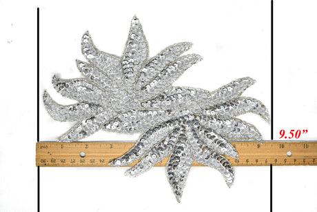 Sequins Applique Floral Gold Silver