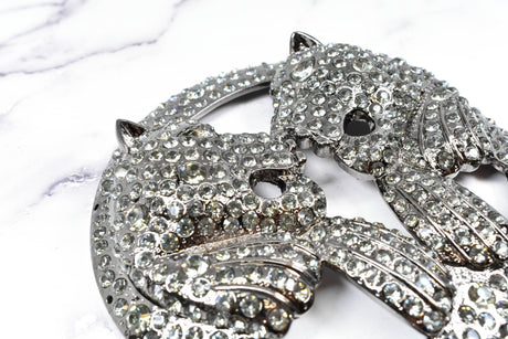 Rhinestone Lion Buckles Metal Double-Headed