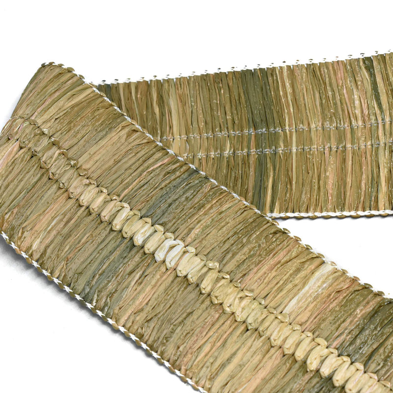 Raffia Straw Trim Green 2.75"