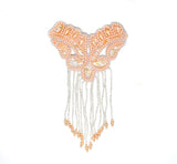 Beaded Fringe Applique Black Gold 8.5x5.5